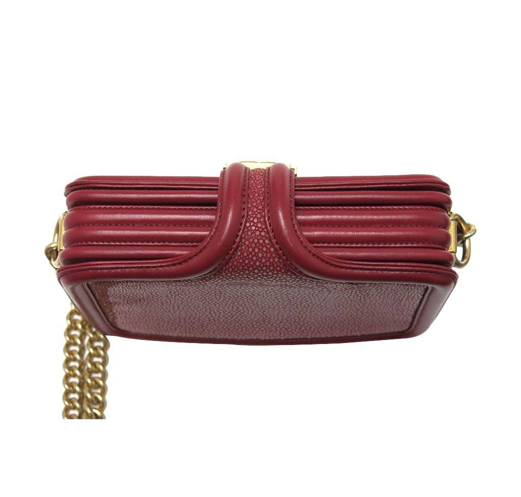 Chanel Stingray Shoulder Bag Burgundy