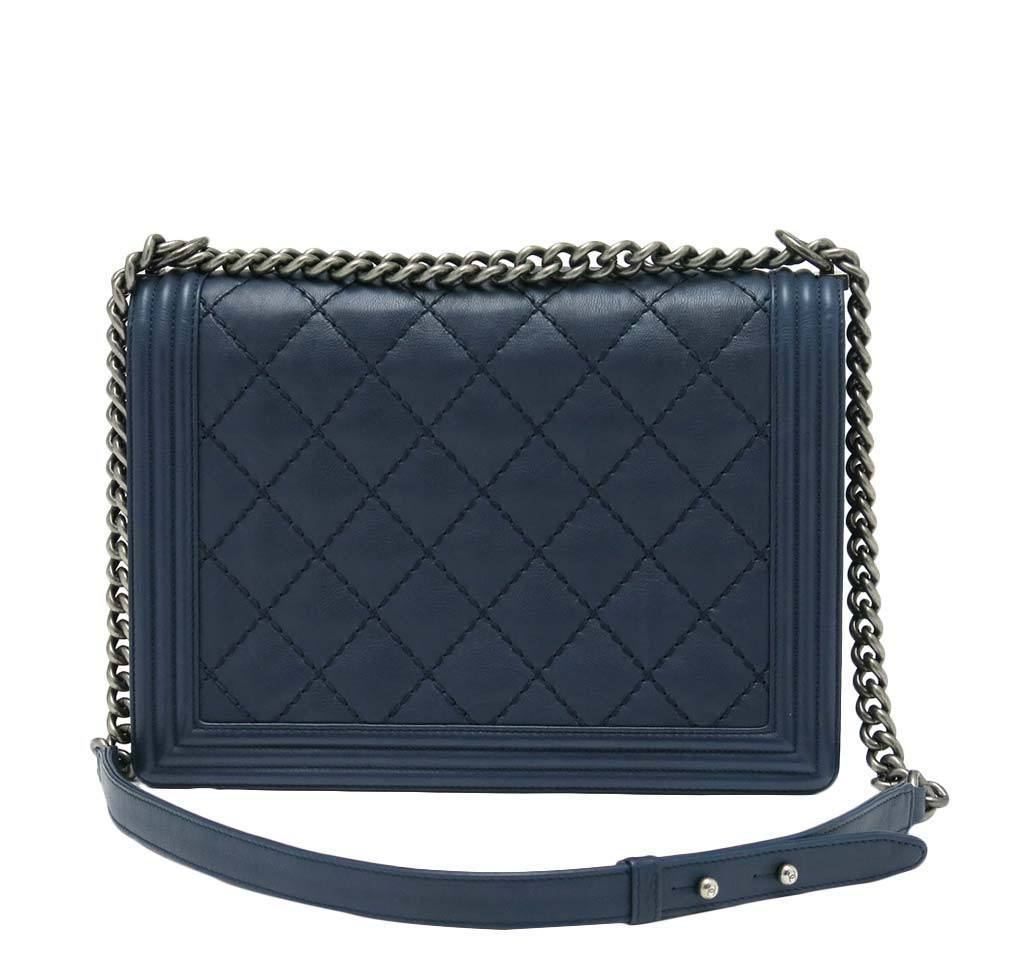 Chanel Boy Bag Navy SHW