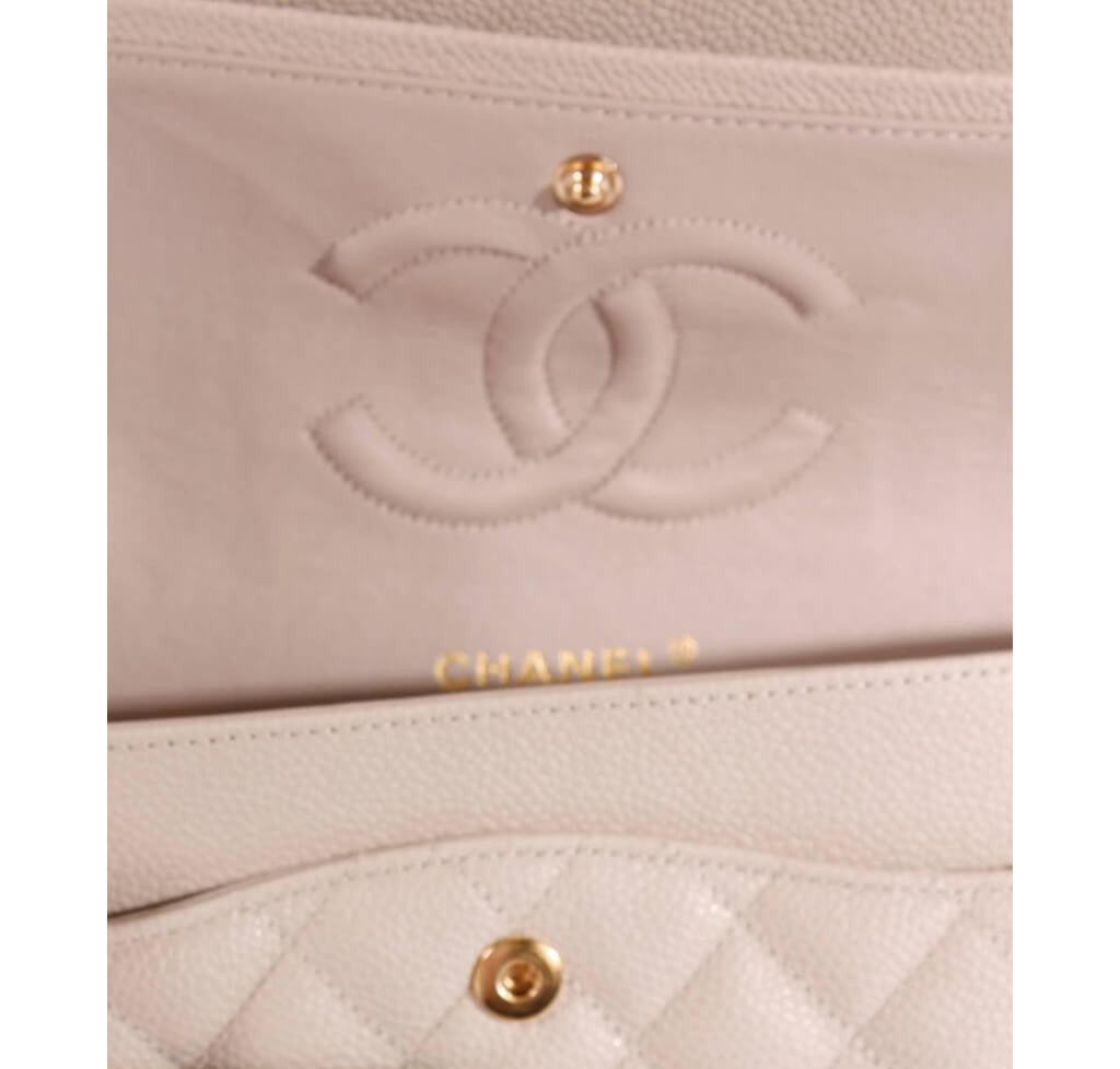 Chanel 2.55 Medium Bag Light Gray Caviar