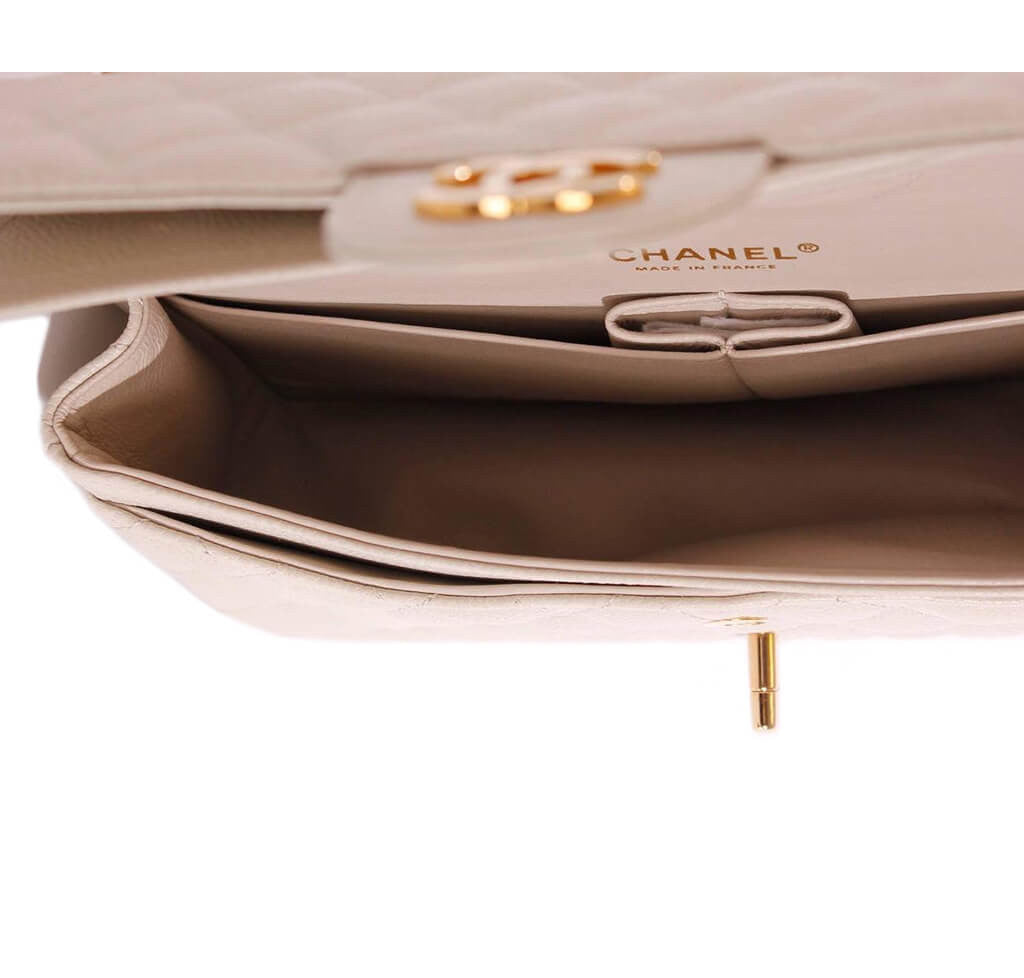 Chanel 2.55 Medium Bag Light Gray Caviar