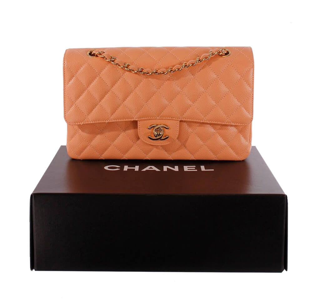 Chanel Classic 2.55 Bag Peach Caviar