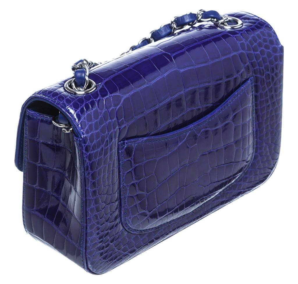 Chanel Alligator Mini Classic Flap Bag Blue