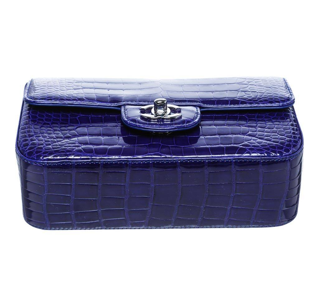 Chanel Alligator Mini Classic Flap Bag Blue