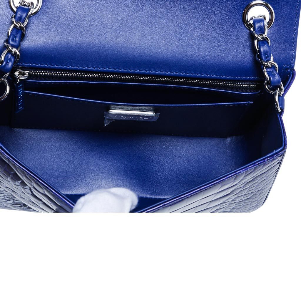 Chanel Alligator Mini Classic Flap Bag Blue