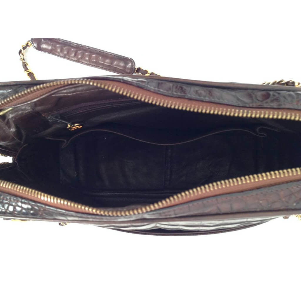 Chanel Vintage Tote Bag Brown Alligator GHW