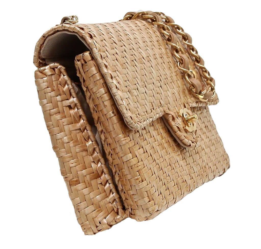 Chanel Classic Single Flap Bag Rattan Wicker