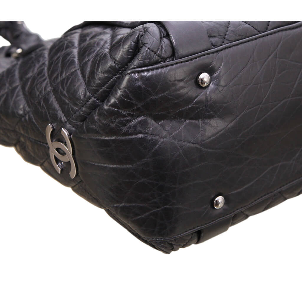 Chanel Grand Shopping Tote Black Calfskin Leather