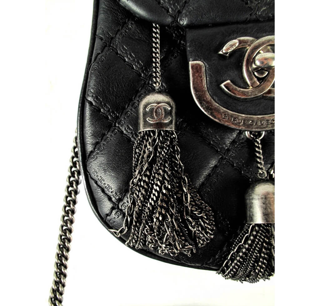 Chanel Edinburgh Crossbody Tassel Bag Black