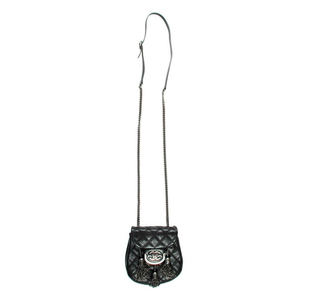 Chanel Edinburgh Crossbody Tassel Bag Black