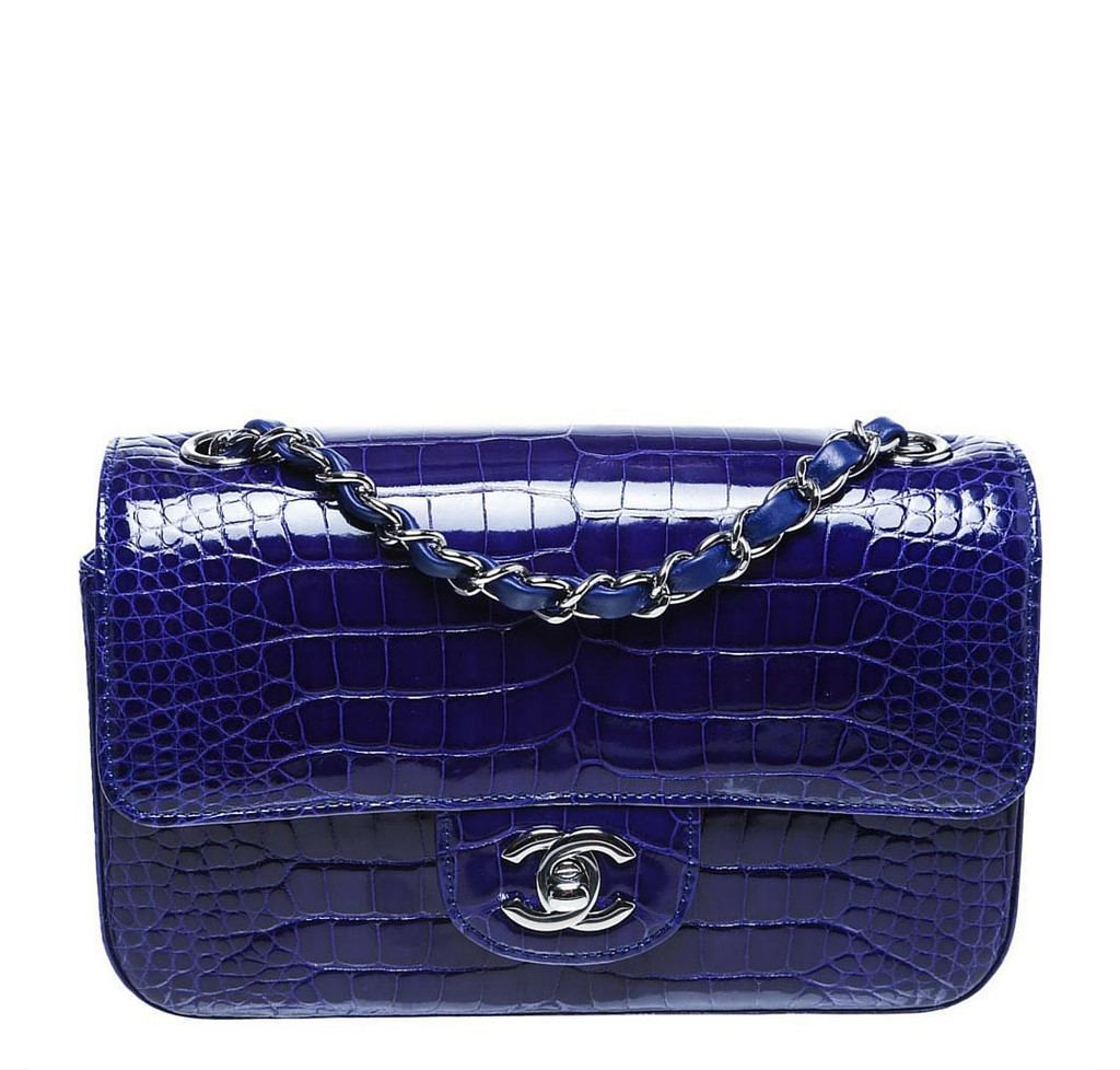 Chanel Alligator Mini Classic Flap Bag Blue