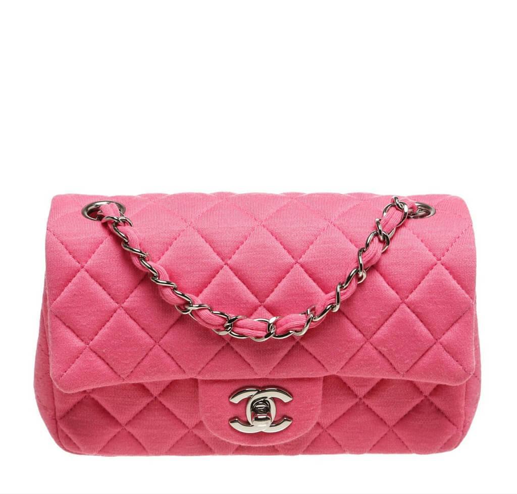 Chanel Mini Flap Classic Bag Pink Jersey