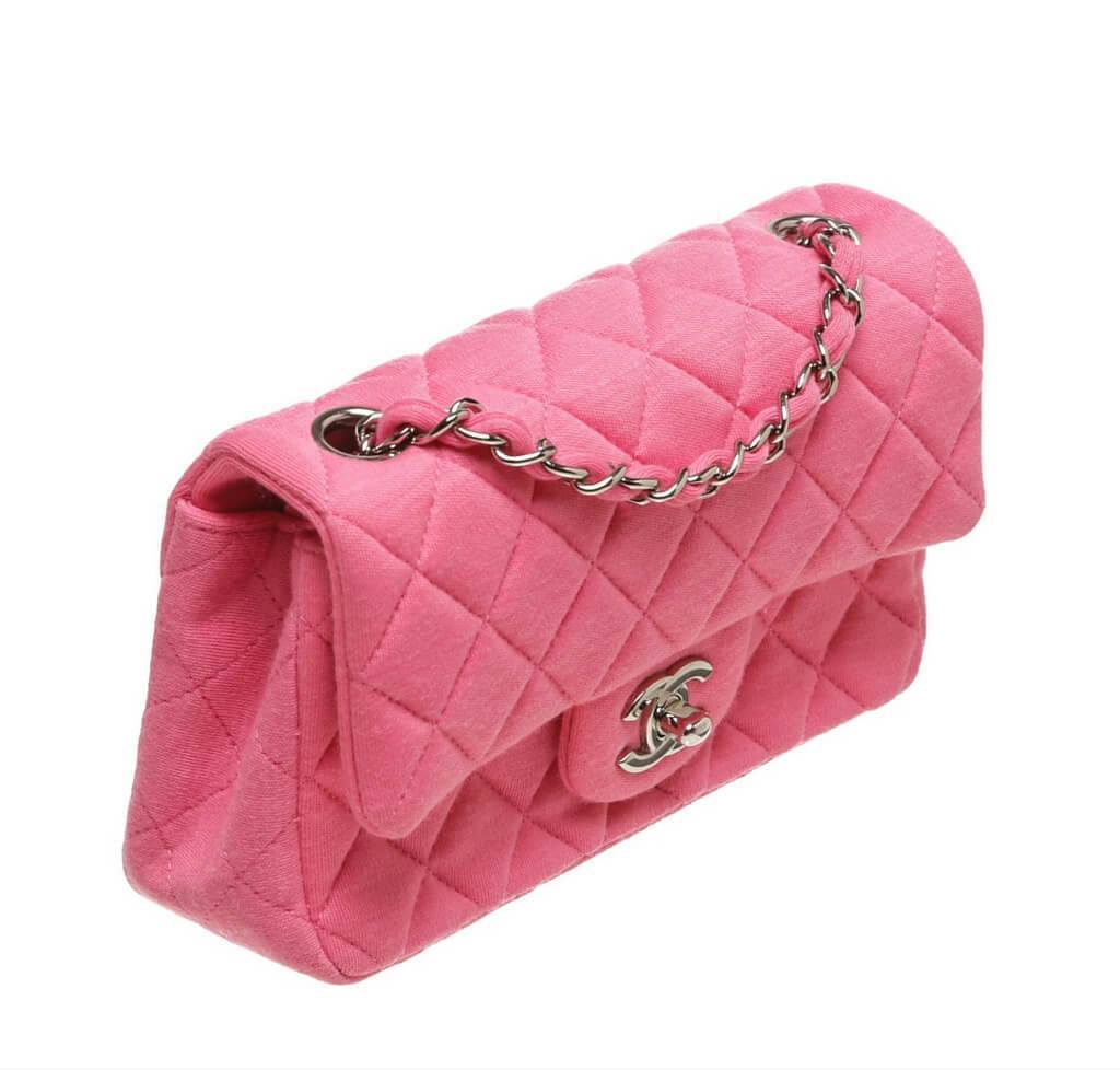 Chanel Mini Flap Classic Bag Pink Jersey