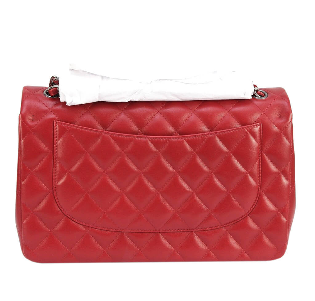 Chanel Jumbo Double Flap Bag Red Ruthenium Hardware