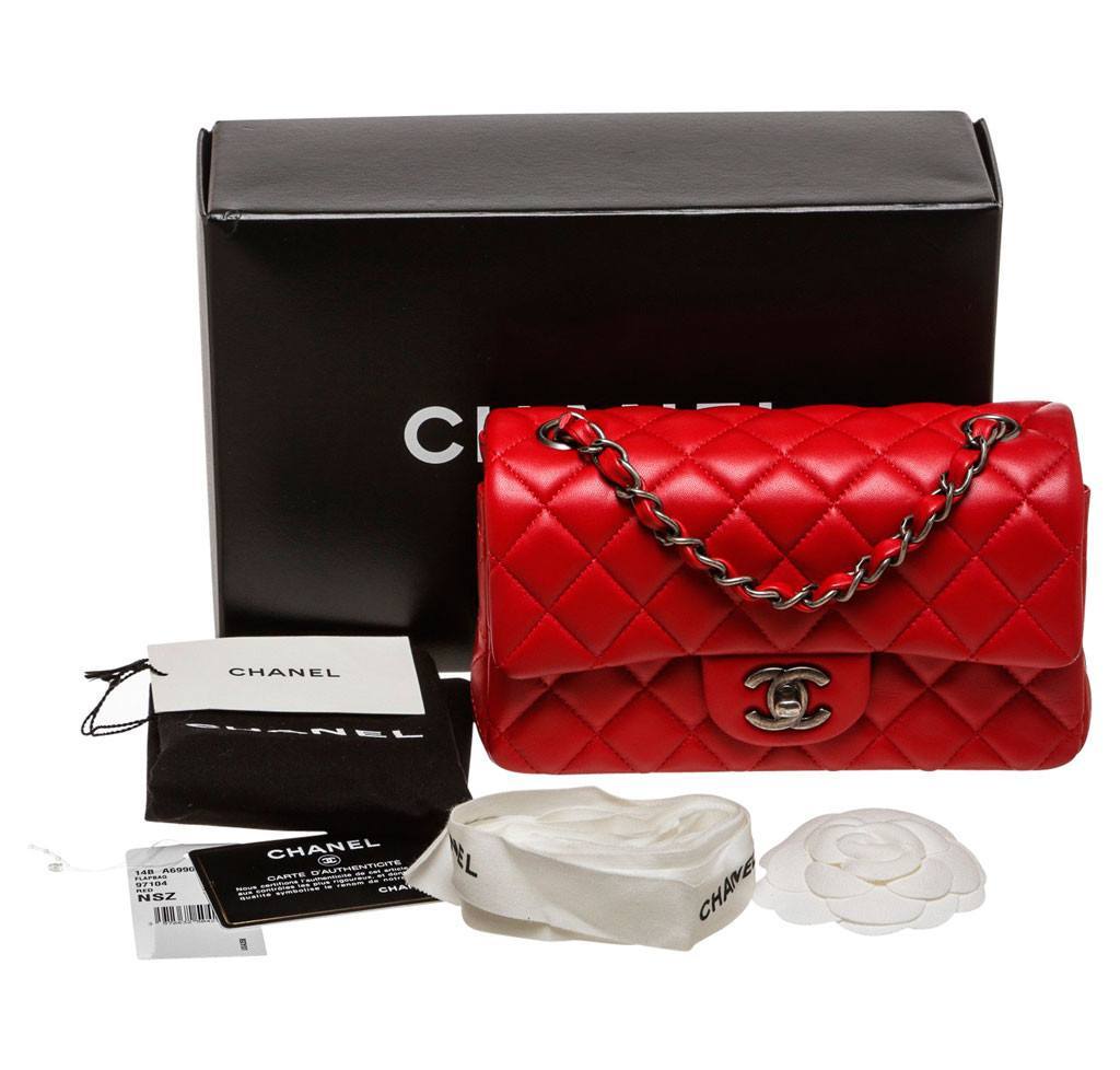 Chanel Mini Classic Flap Bag Red Lambskin