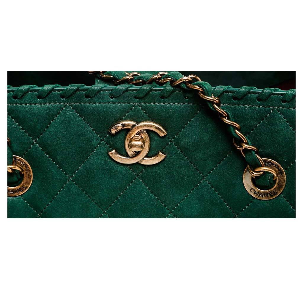Chanel Whipstitch Tote Bag Green