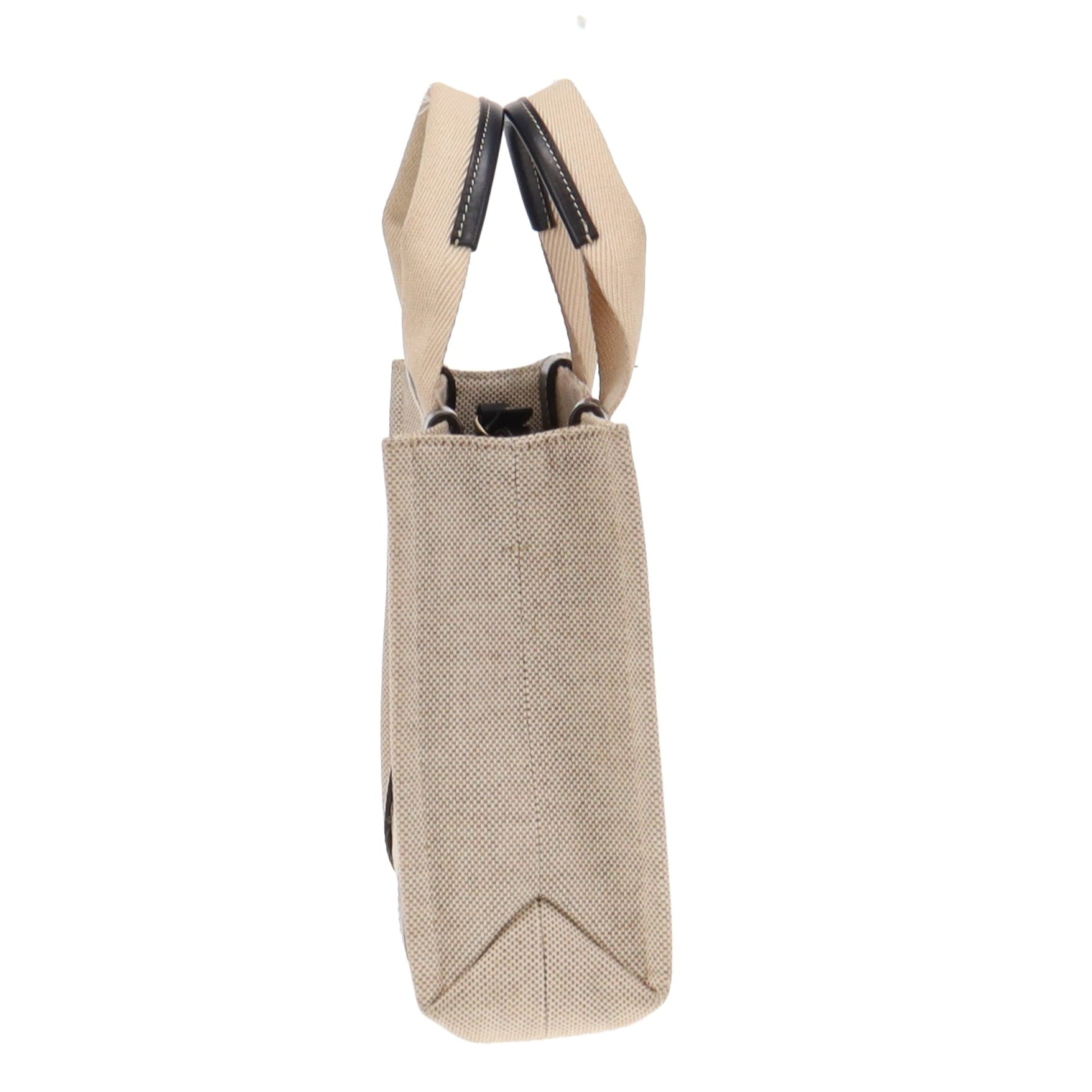 Chloe White and Blue Linen and Calfskin Small Woody Tote Bag