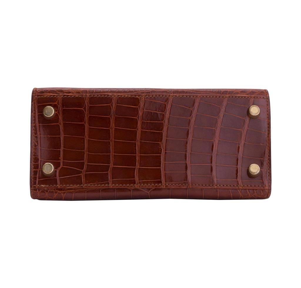 Hermès Mini Kelly Miel Crocodile Bag Palladium Hardware