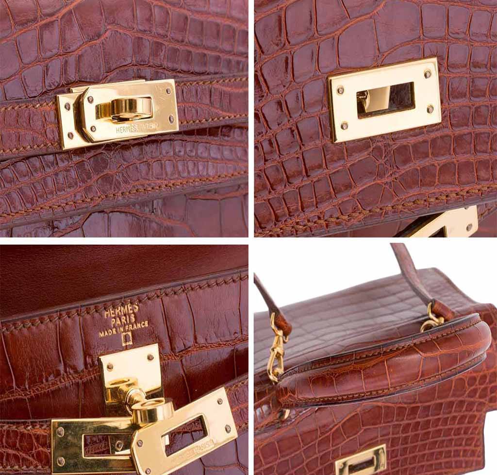 Hermès Mini Kelly Miel Crocodile Bag Palladium Hardware