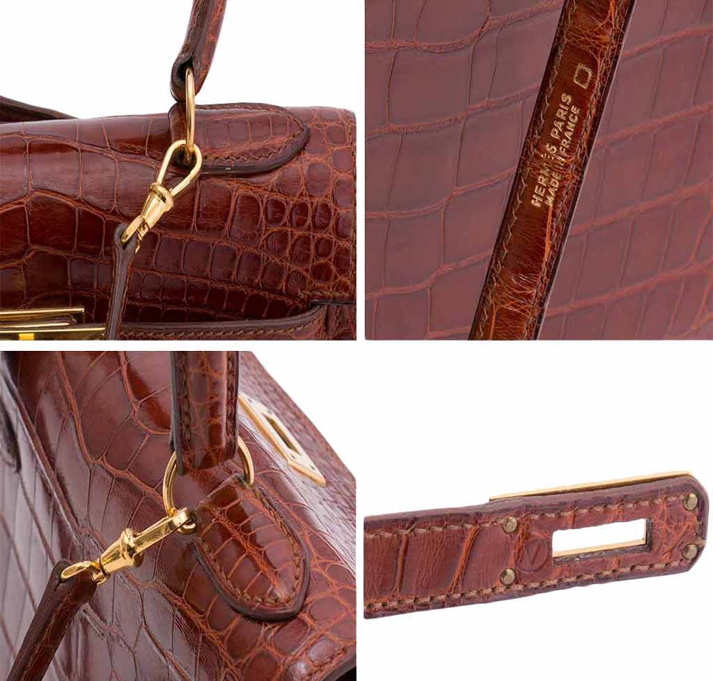 Hermès Mini Kelly Miel Crocodile Bag Palladium Hardware
