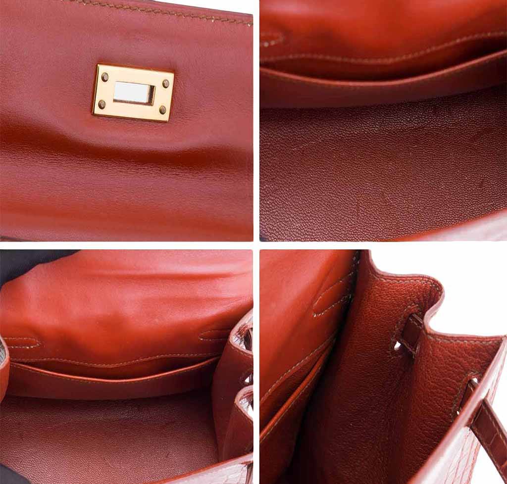 Hermès Mini Kelly Miel Crocodile Bag Palladium Hardware