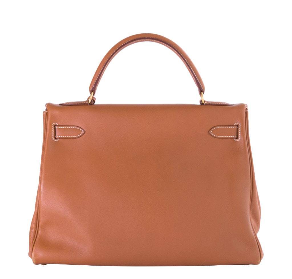 Hermès Kelly 32 Gold Gulliver Leathr Bag GHW