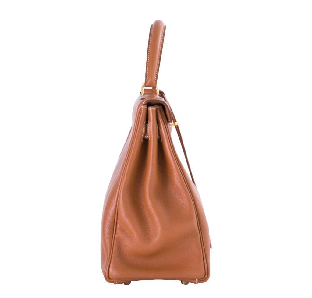 Hermès Kelly 32 Gold Gulliver Leathr Bag GHW