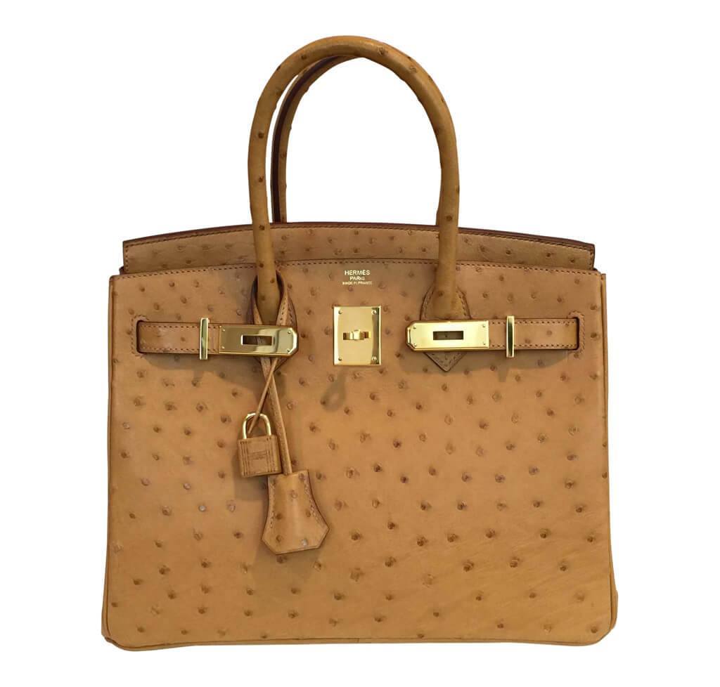 Hermès Ostrich Birkin Bag 30cm Gold