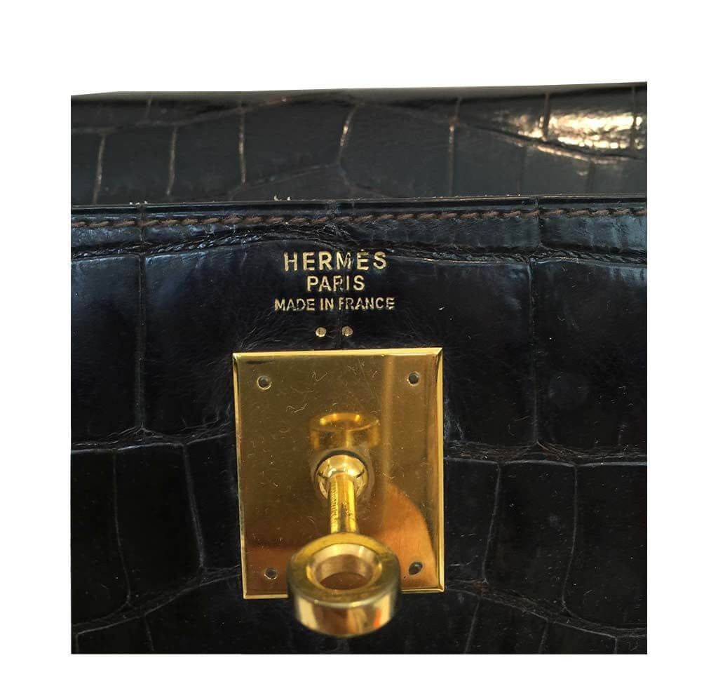 Hermès Vintage Kelly 32 Bag Cocaon Crocodile