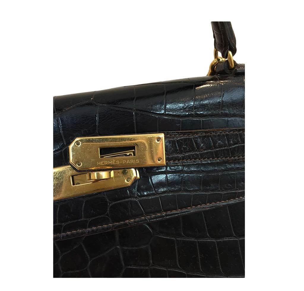 Hermès Vintage Kelly 32 Bag Cocaon Crocodile