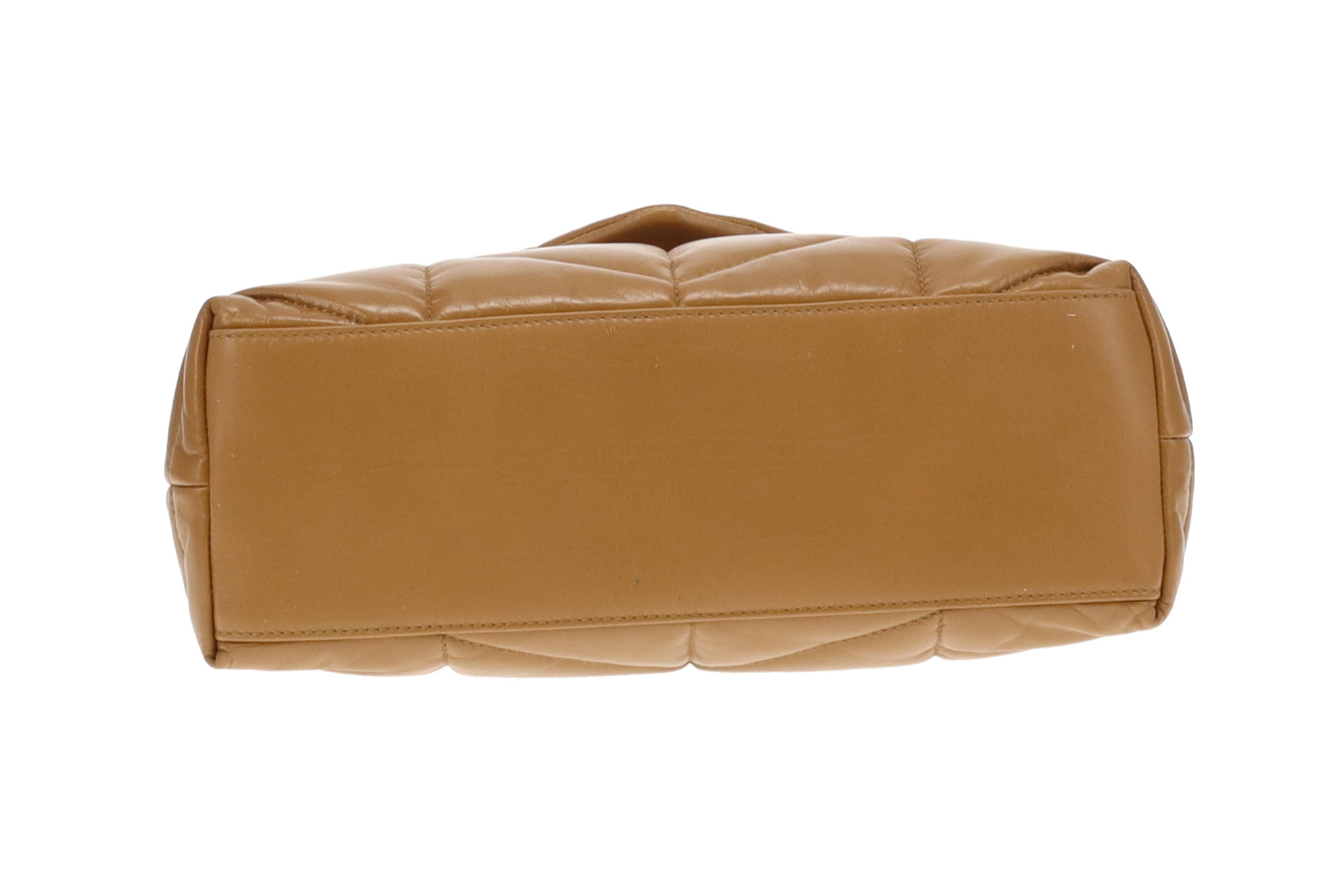 Saint Laurent Tabac Brown Shiny Leather Small Puffer
