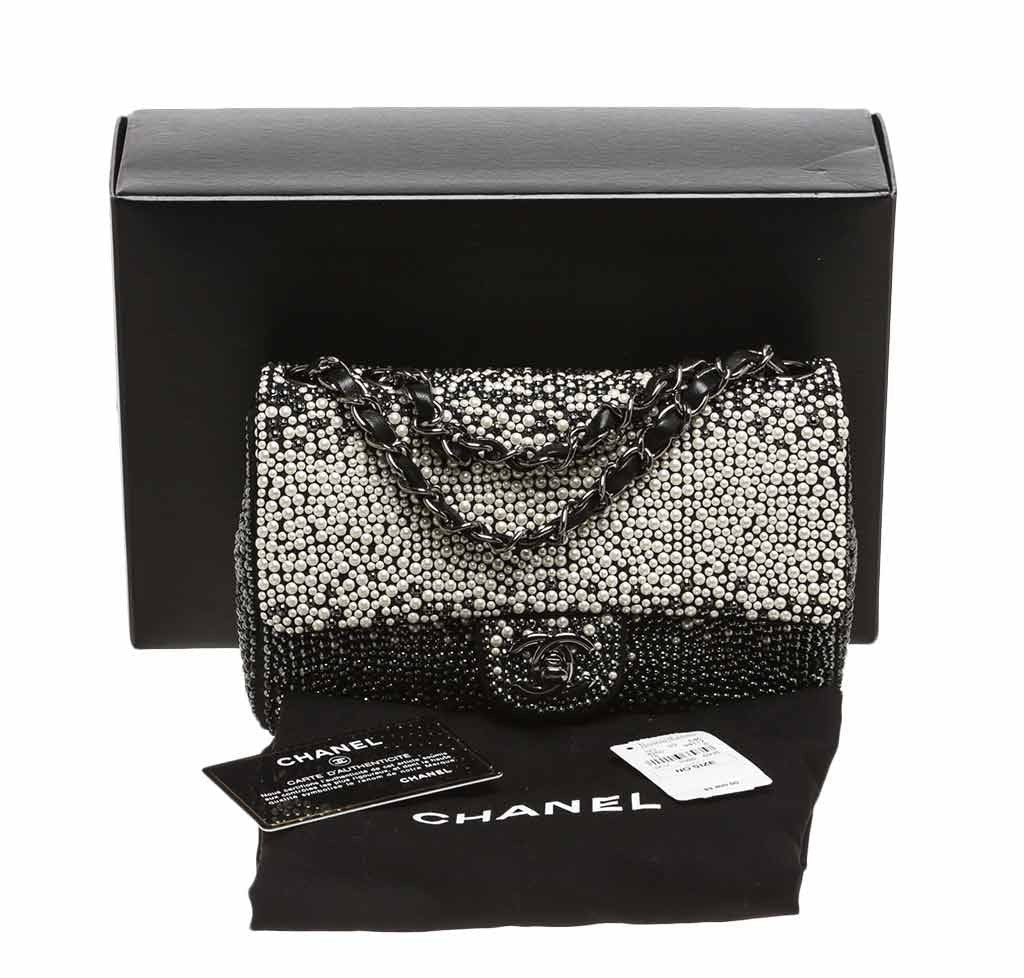 Chanel Flap Bag Black White Pearls - Limited Edition
