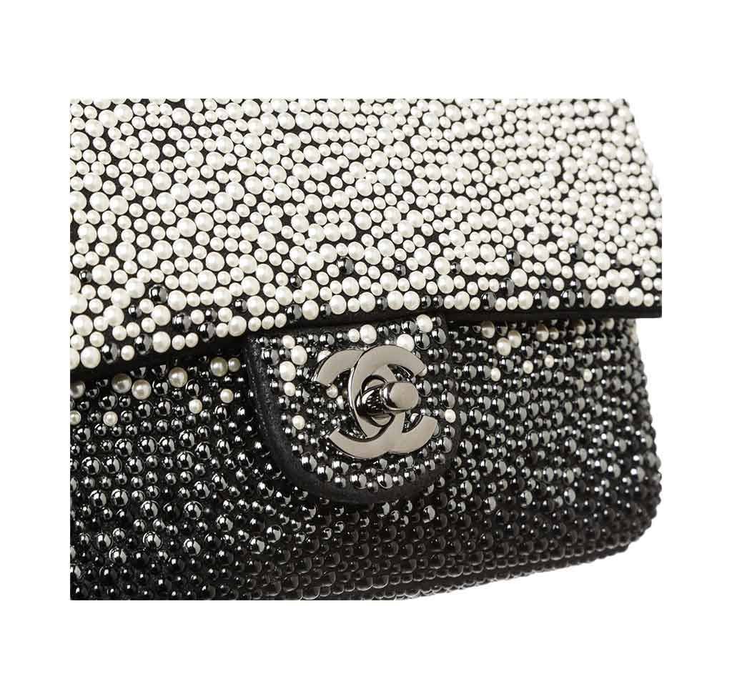 Chanel Flap Bag Black White Pearls - Limited Edition