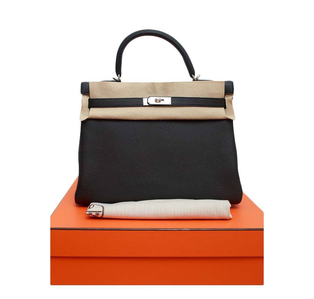Hermès Retourne Kelly 35 Black Plomb Bag