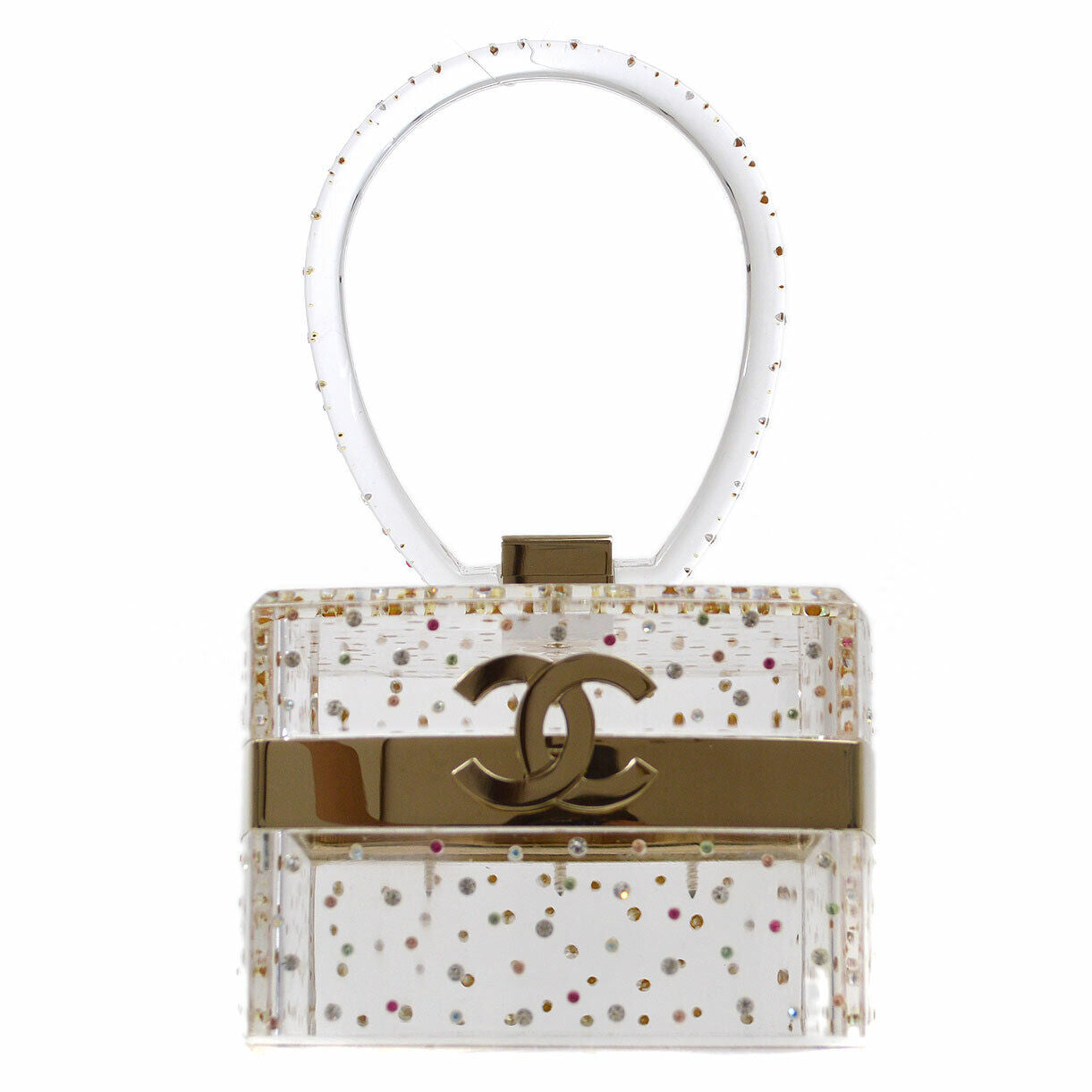 CHANEL 2004 Fall CC rhinestone-embellished vanity mini bag