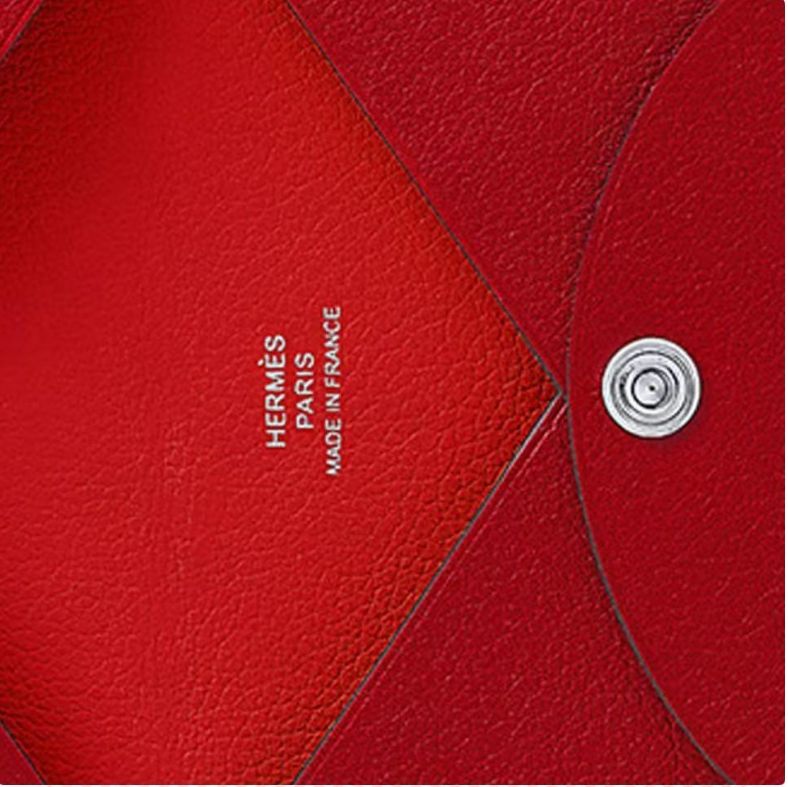 Hermes Card Case Calvi Business Holder Chevre Pink