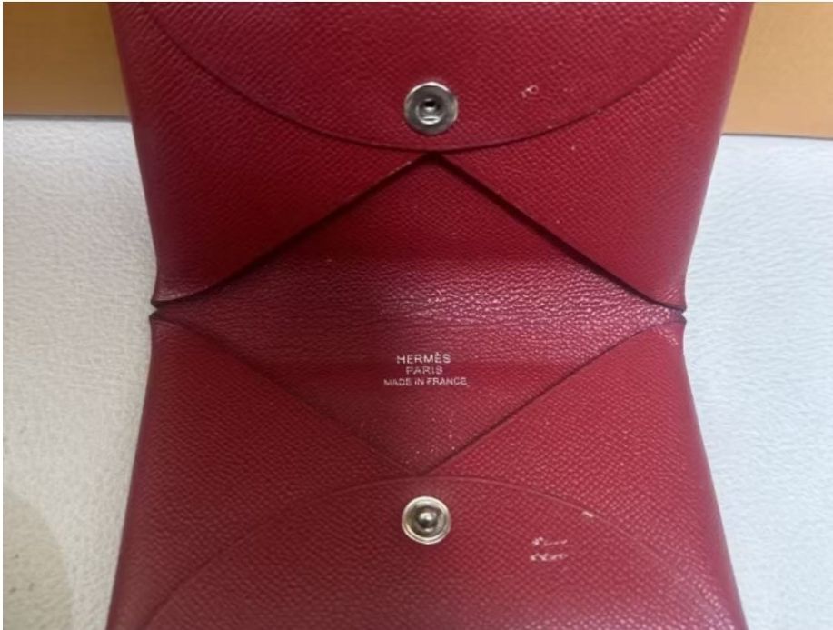 Hermes Card Case Calvi Business Holder Chevre Pink