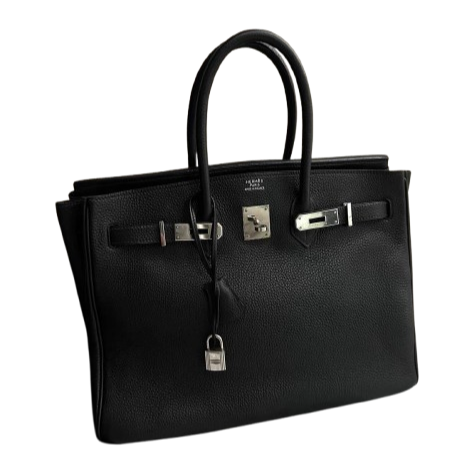 Hermes ◻︎E stamp Black Silver Taurillon Clemence Leather Birkin 35 Handbag