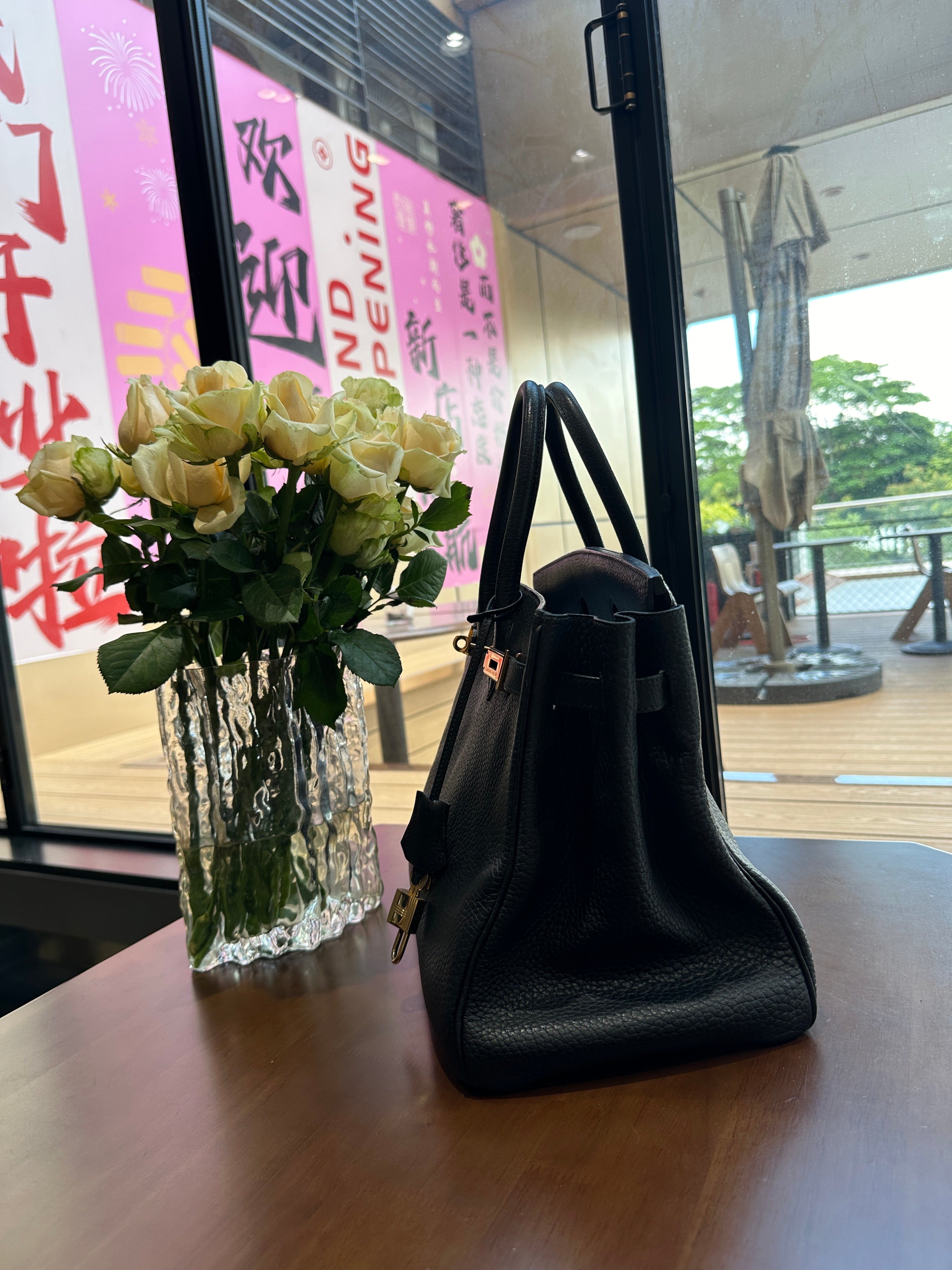 1966 Hermes BK Birkin 35 Black Gold Bag Black Gold BK