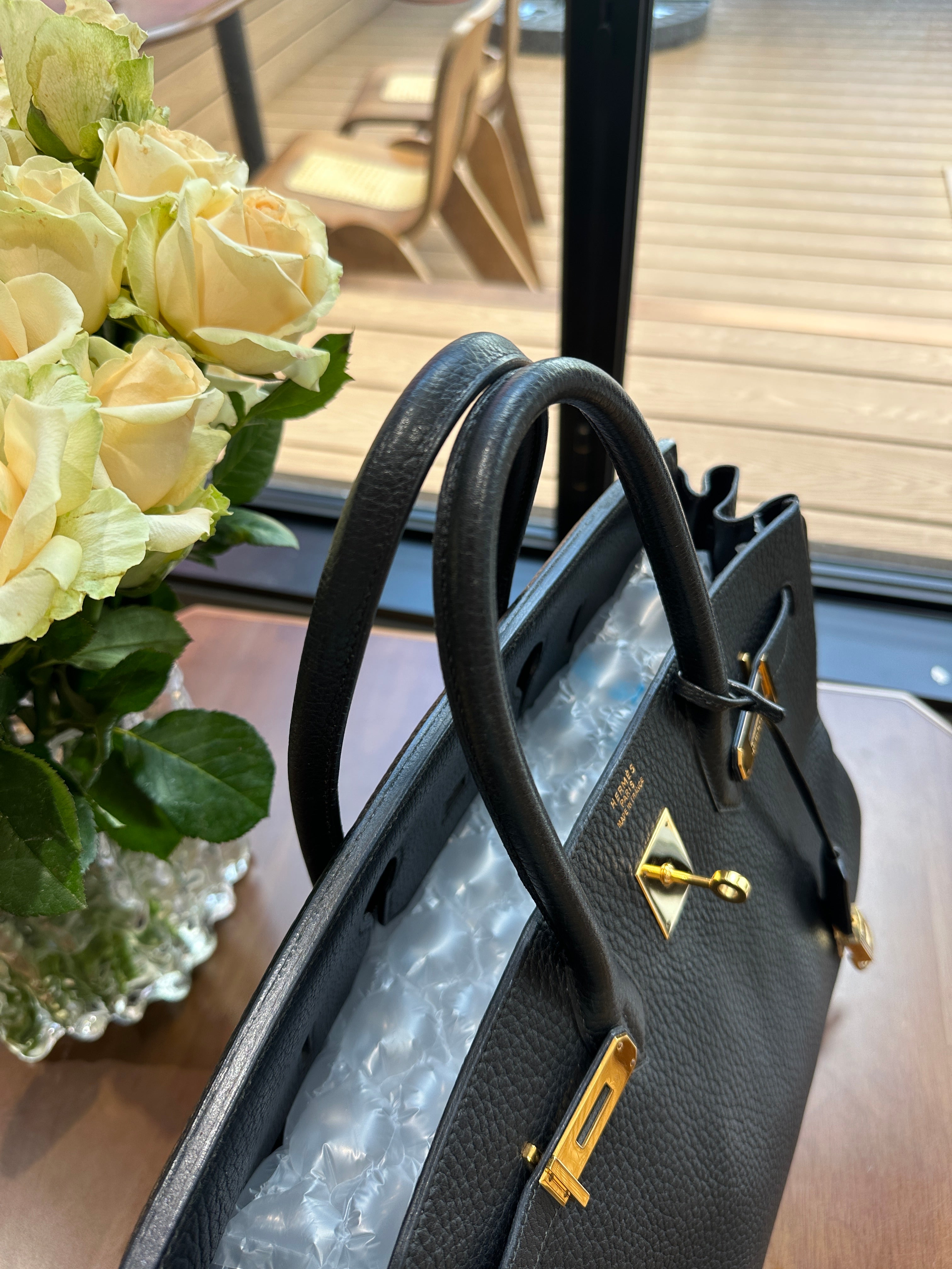 1966 Hermes BK Birkin 35 Black Gold Bag Black Gold BK