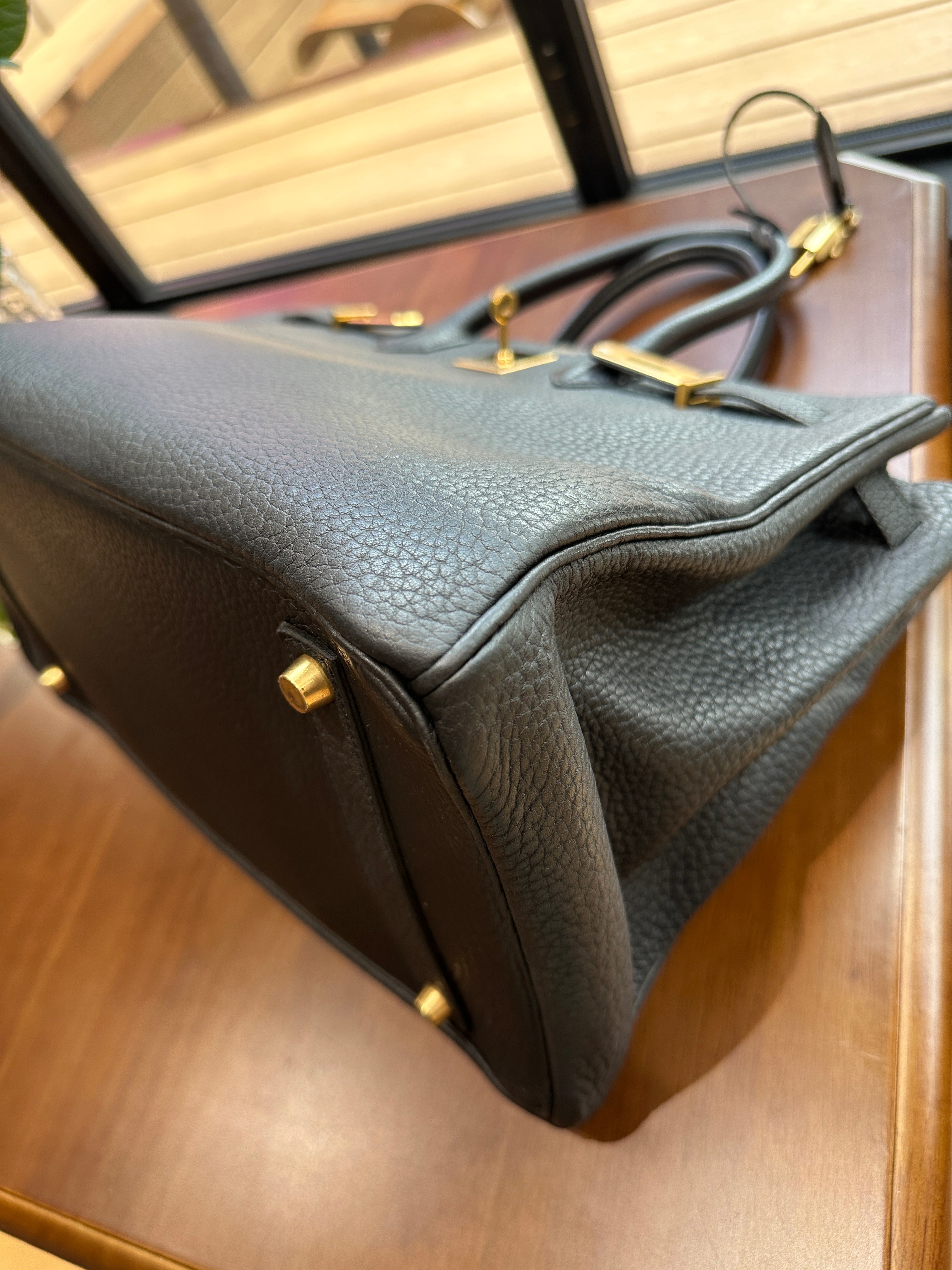 1966 Hermes BK Birkin 35 Black Gold Bag Black Gold BK