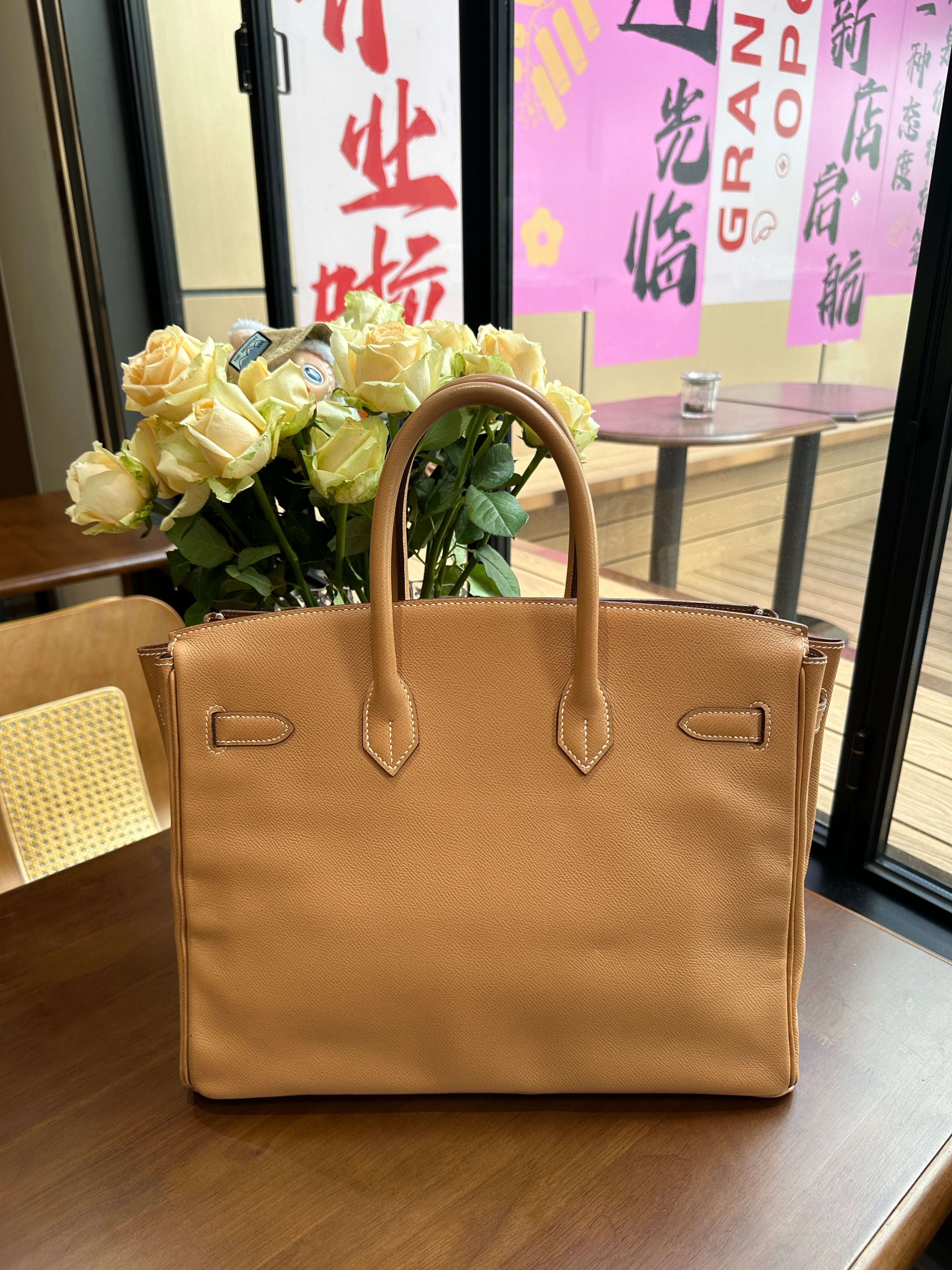 1995 Hermes Birkin 35 BK Gold Brown Gold Buckle Epsom