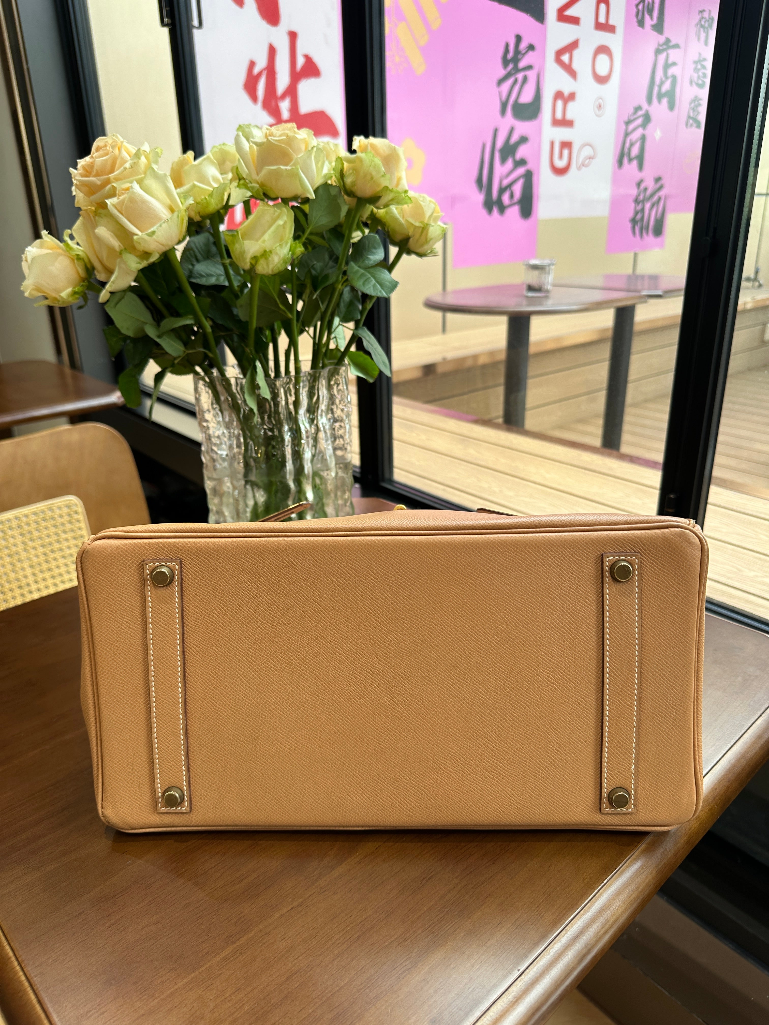 1995 Hermes Birkin 35 BK Gold Brown Gold Buckle Epsom