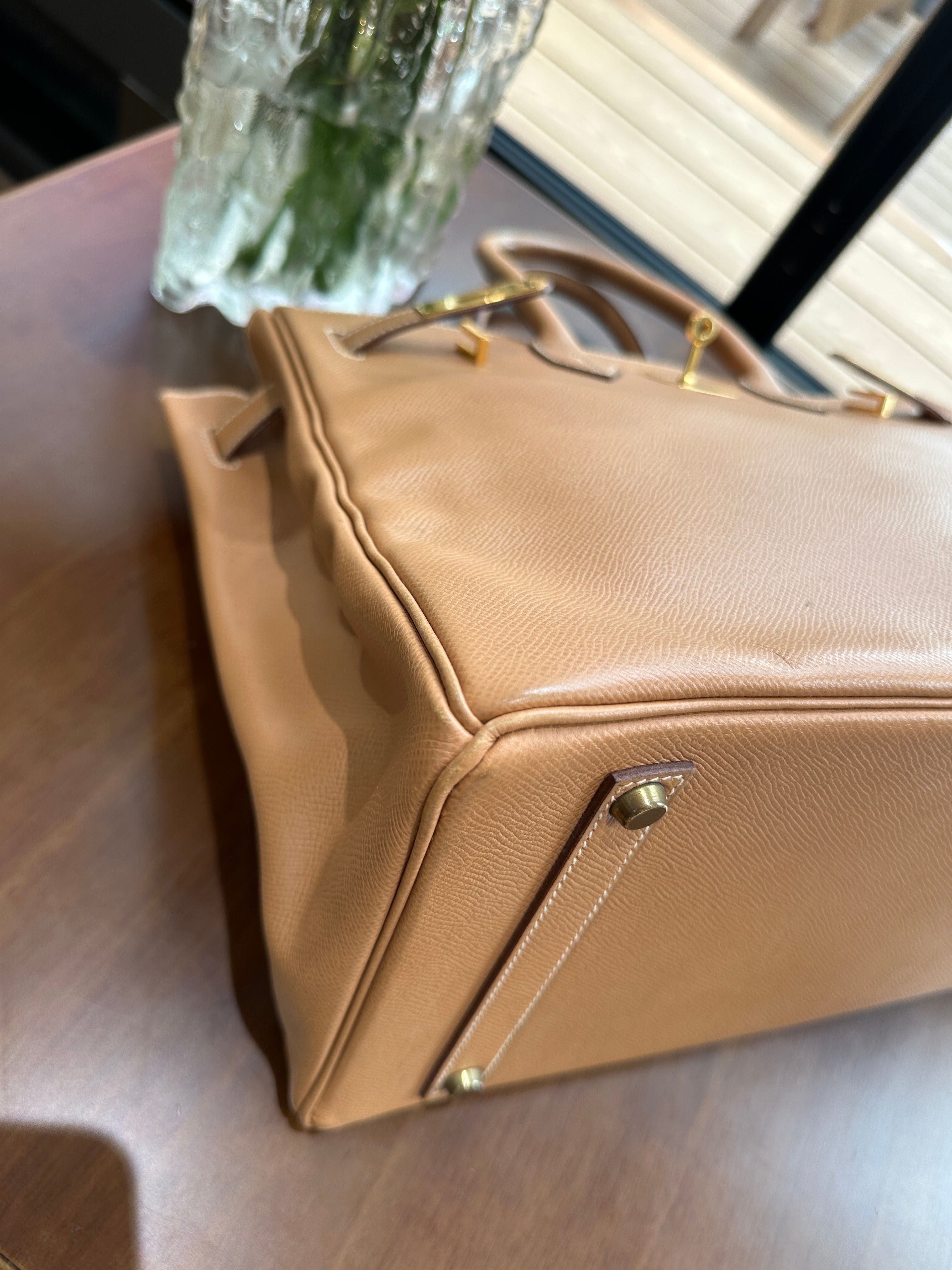 1995 Hermes Birkin 35 BK Gold Brown Gold Buckle Epsom