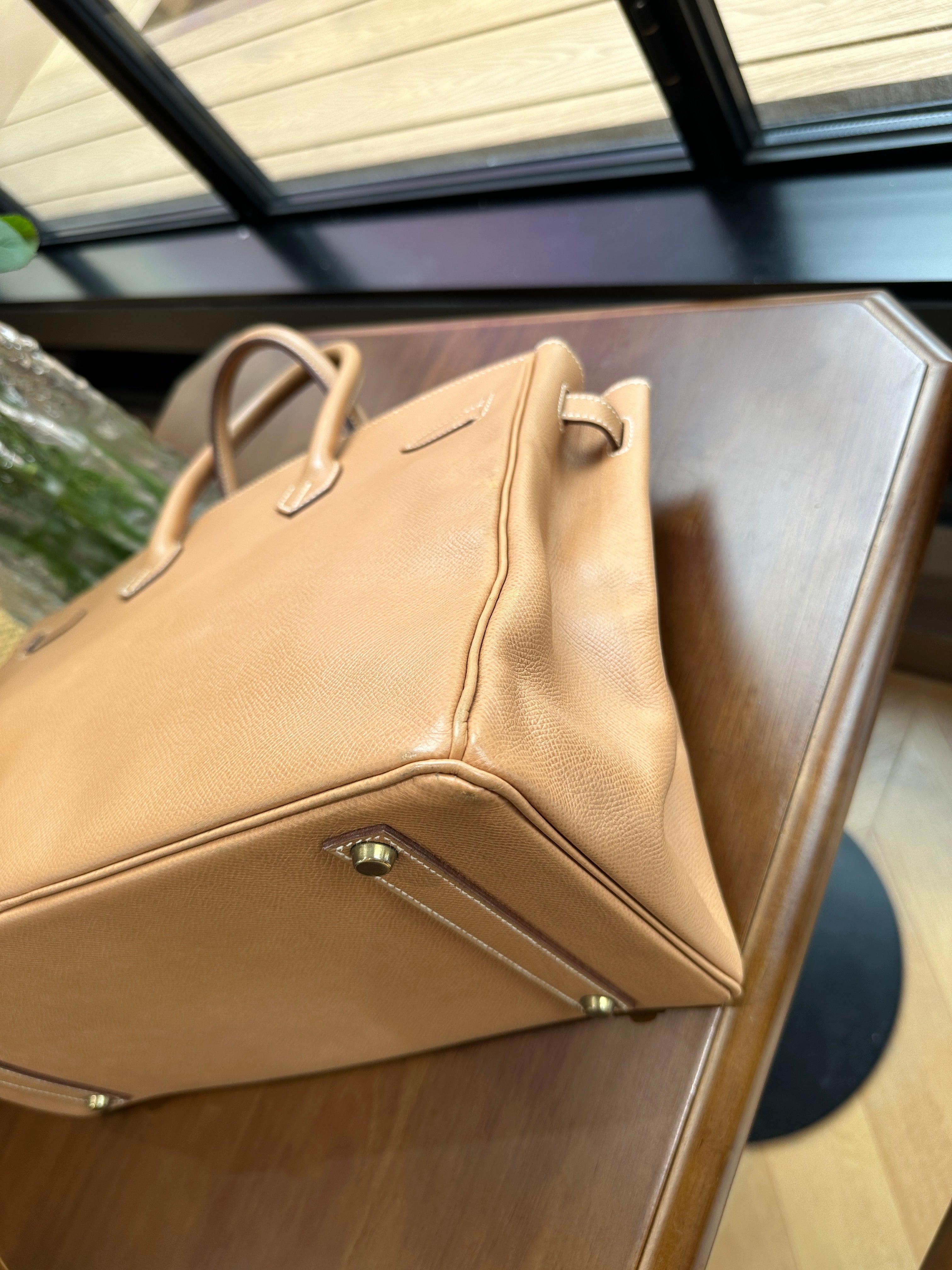 1995 Hermes Birkin 35 BK Gold Brown Gold Buckle Epsom