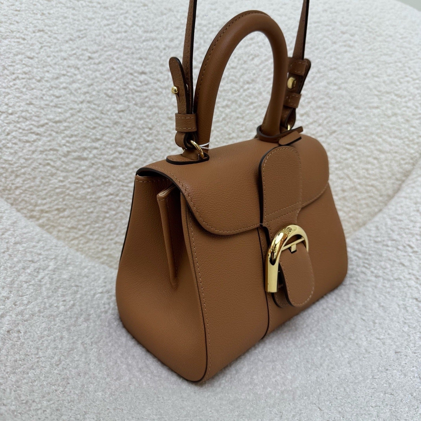 Delvaux Mini Brillant Gold Brown Gold Buckle Handheld Shoulder Bag