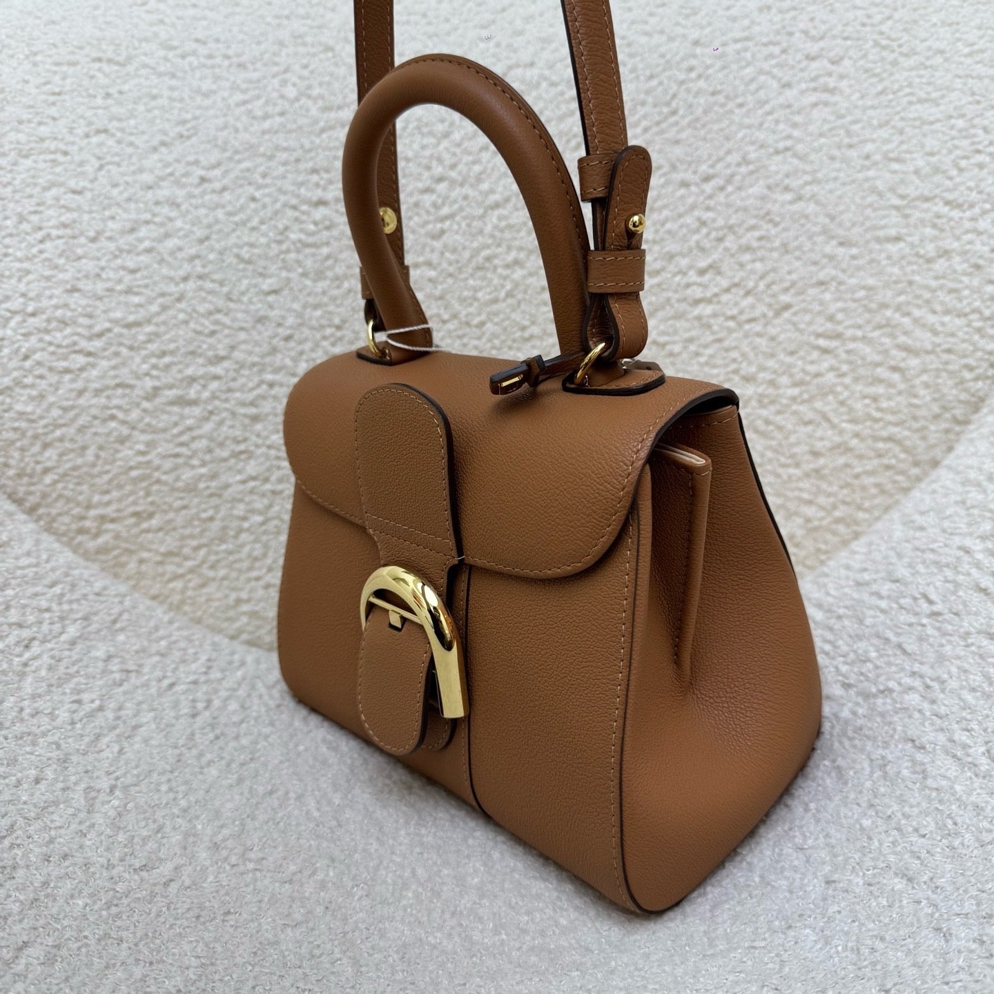 Delvaux Mini Brillant Gold Brown Gold Buckle Handheld Shoulder Bag