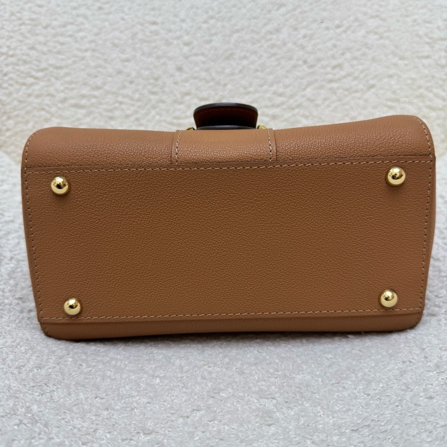 Delvaux Mini Brillant Gold Brown Gold Buckle Handheld Shoulder Bag