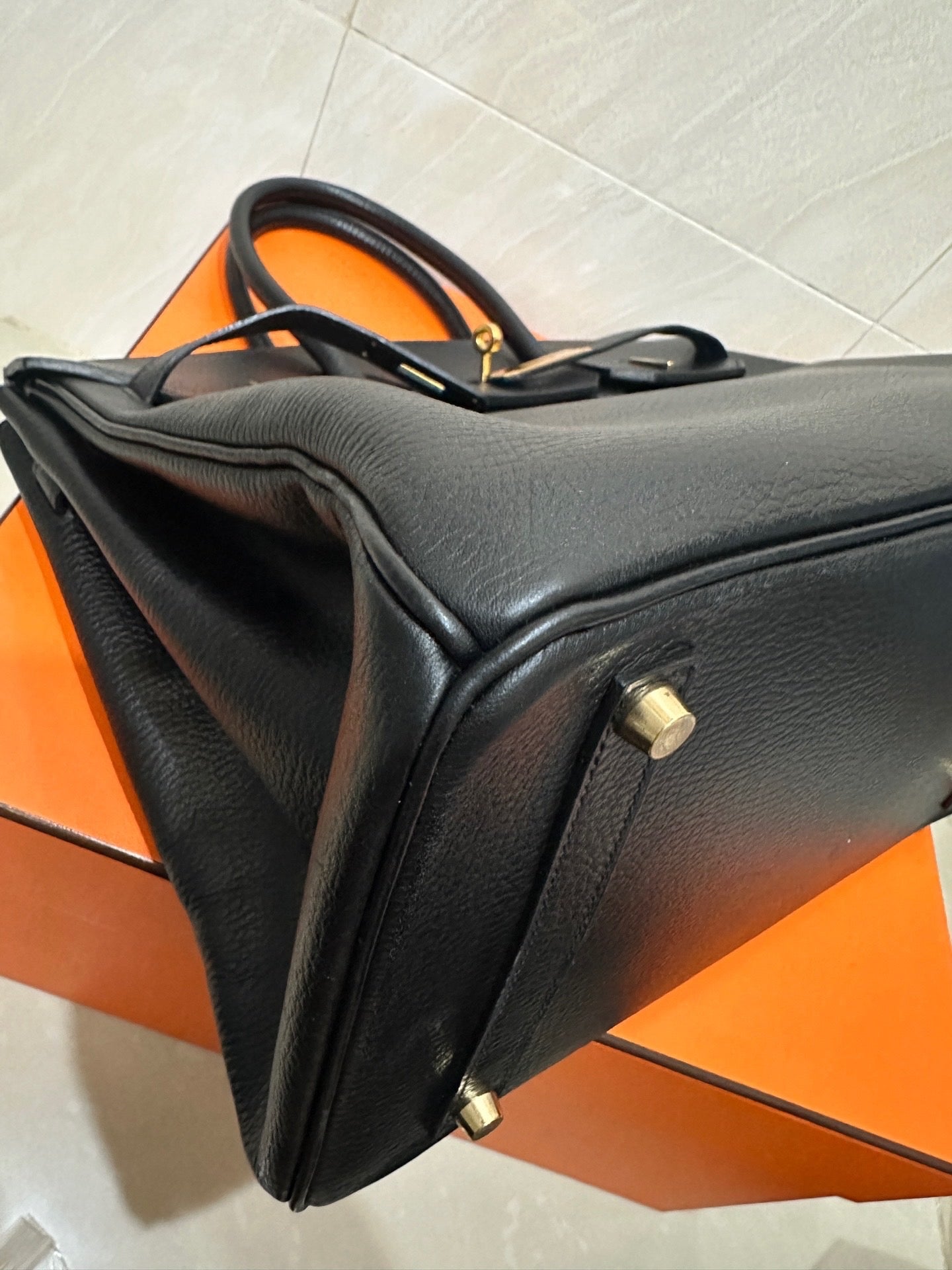 2001 Hermes BK Birkin 35 Black Gold Bag Black Gold BK