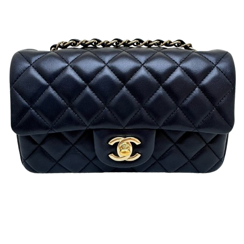 Chanel CF Mini Black Gold Sheepskin Chip Design