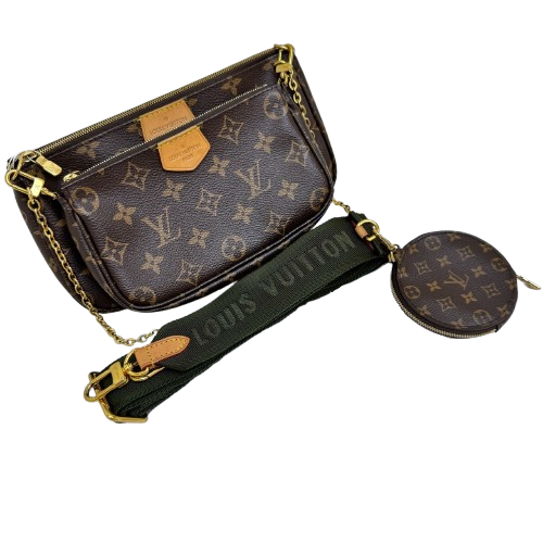 Louis Vuitton Monogram Multi Pochette Bag with Green Shoulder Strap